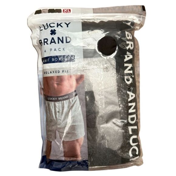 Lucky Brand Men's Black Boxer Briefs 4 Pack Knit Boxer Shorts Underwear XL 40-42 - Picture 1 of 4